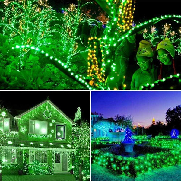 22m Aurinkokäyttöiset Jouluvalot 200 LED:tä 8 Valosarjaa Valoköynnös Ihanteellinen Juhliin, Hääihin, Syntymäpäiville ja Ulkotilojen Puutarhaan (Vihreä)