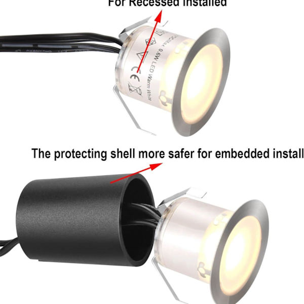 16 ulkoisen LED-upotusvalonauhan sarja, IP67-vedenkestävä, ? 32 mm, ulkoiset upotusvalot