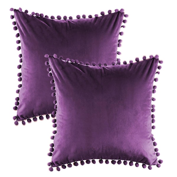 2 stk myke granulære fløyel ensfargede putetrekk egnet for sofa soverom bil, 18x18 \"