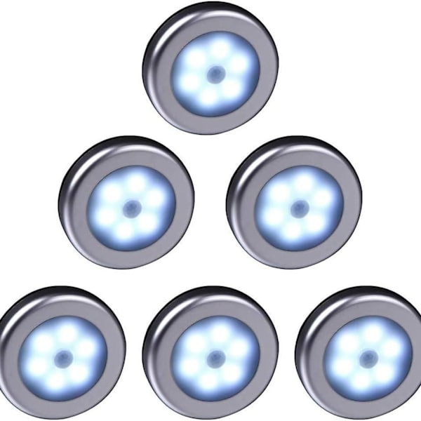 Langattomat LED-valot kaappeihin, portaisiin (6 kpl)