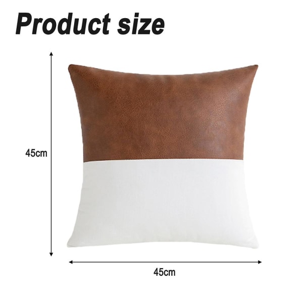 Set med 2 svarta bomullslapptäcken i konstläder kuddar, moderna inredningsöverdrag 45 * 45cm
