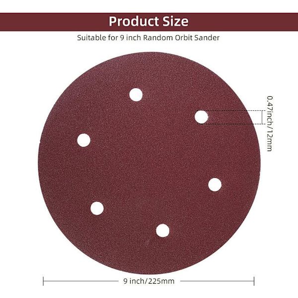 225mm hiomalevyt, 30 kpl hiomalevyt, 6 reikää Giraffe hiomakonelevy, Schle