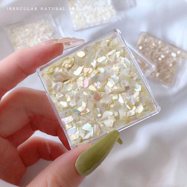 Æsker Seashell Nail Art Negleflager, Uregelmæssige Abalone Seashell Slices Til Negle Farverige Abalone Flager Manicure Negledekorationer Til Neglekunst