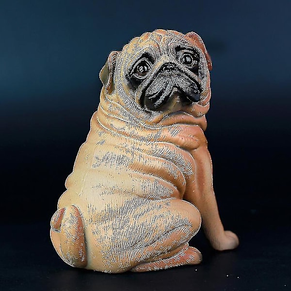 Realistisk Genanvendelig Plast Kunstig Mops Hund Model Statue Sød Til Hjemmet Kontor Dekoration Samleobjekt