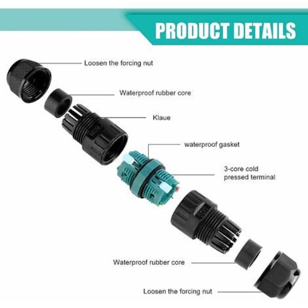 IP68 Vattentät Kopplingsdosa - Set om 4 2-vägs Utomhus Elektrisk Anslutning, Vattentät Domino Extern Ledningskopplingsdosa för 9-12 mm Jordkablar