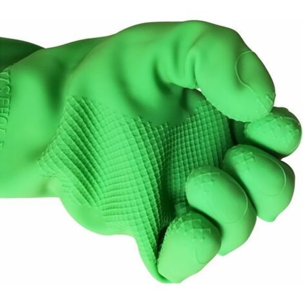 Långa vattentäta gummihandskar i latex, återanvändbara trädgårds- eller kökshandskar 58 cm gröna