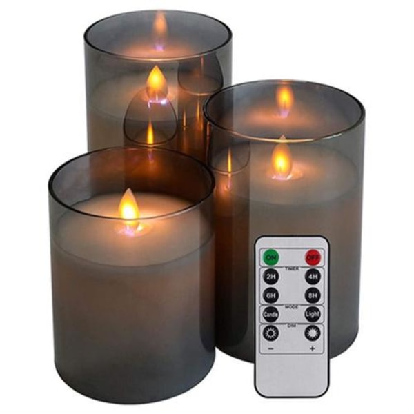 Flimrande flamlösa ljus med fjärrkontroll, batteridrivna ljus, plexiglas LED-ljus för heminredning