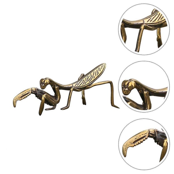 Mässing Mantis Skulptur Liten Metall Mantis Trädgård Mantis Skulptur Retro Mässing Insekt Dekoration För