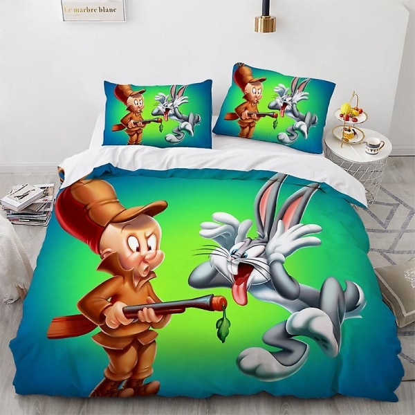 Tbg-27 # Cross Funny Bunny 3d Digital Print Hjem Tredelt quiltbetræk Pudebetræk Sengetøj