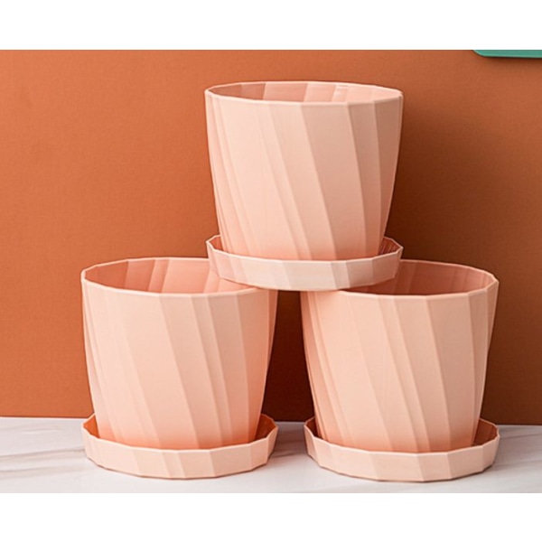 Färgglada plastblomkrukor med dränering Små växtvaser Modern planter för hemmakontor med pall/brickor