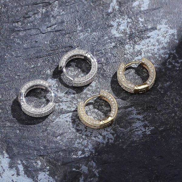 Runde Øreringe Iced Out Micro Pave Cubic Zirconia Bling Bling Øreringe Hip Hop Mode Smykker Gave til Kvinder