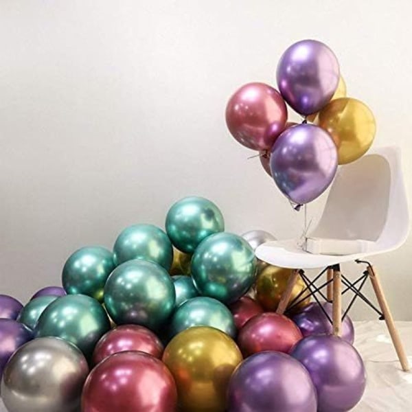 Festballonger Paket med 60 olika färger metalliska latexballonger
