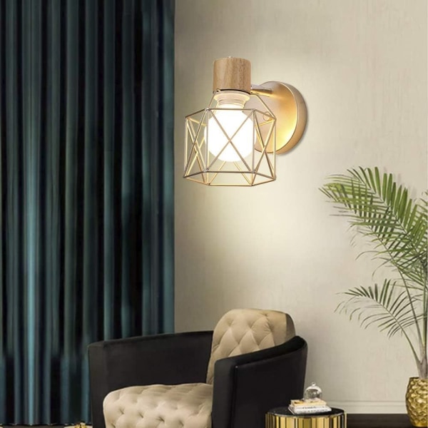 Modern vägglampa i guldmetall, burdekoration, bondgård, sovrum, sängbord, vardagsrum, läslampa, industriell vägglampa AC90-220V vitt ljus