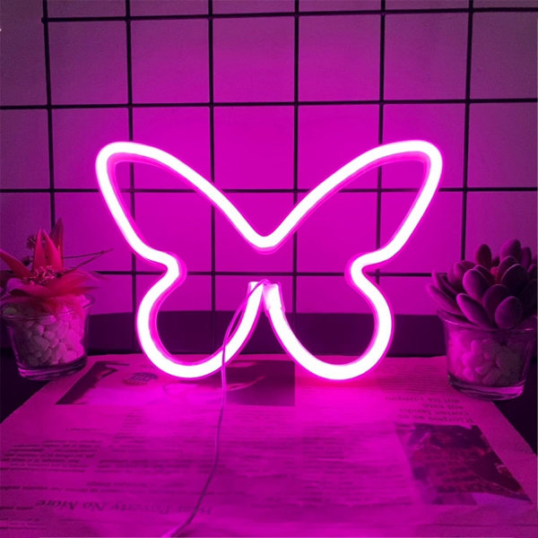 Sommerfugl Neon Lys Rosa Neon Skilt Neon Vegglampe