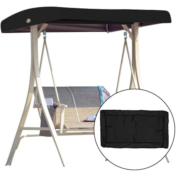 Ersättningstak för gungor i trädgården Universell gungtak Veranda gungbänk Trädgårdsdäckstol 2-3 sitsig 191 x 120 cm-Svart-