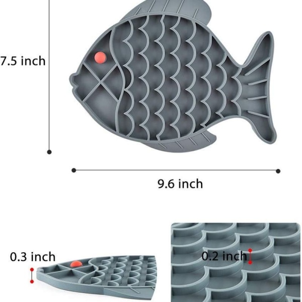 Pet Lick Mat Slow Feeder, Sundhed & Sjov Hund Kat Slow GRAU