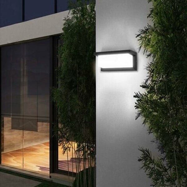 Utomhus LED-vägglampa 1200Lumen Vattentät IP65 Dekorationsljus för Gård Trädgård Terrass Uteplats Korridor Kall Vit
