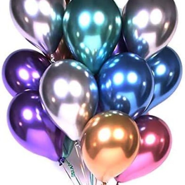 Festballonger Pakke med 60 assorterte farger metalliske lateksballonger