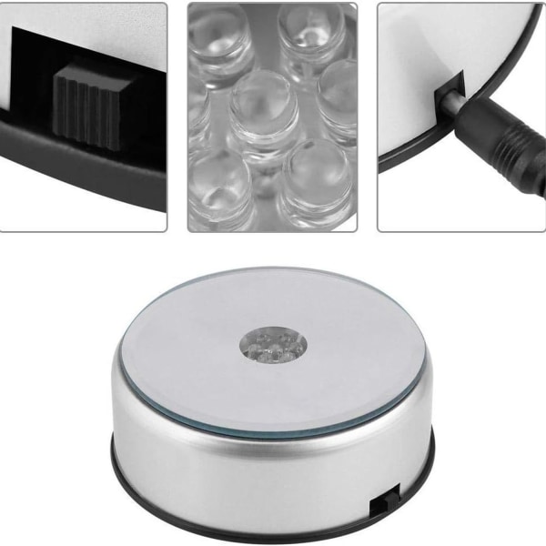 LED-skjermbase 7 farger skiftende lys elektrisk dreieskive for glassdekorasjon 3