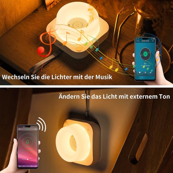 LED-nattlampa för barn, nattlampa med rörelsesensor, dimbar, app-styrd, dimbar RGB Smart Atmosphere LED-nattlampa