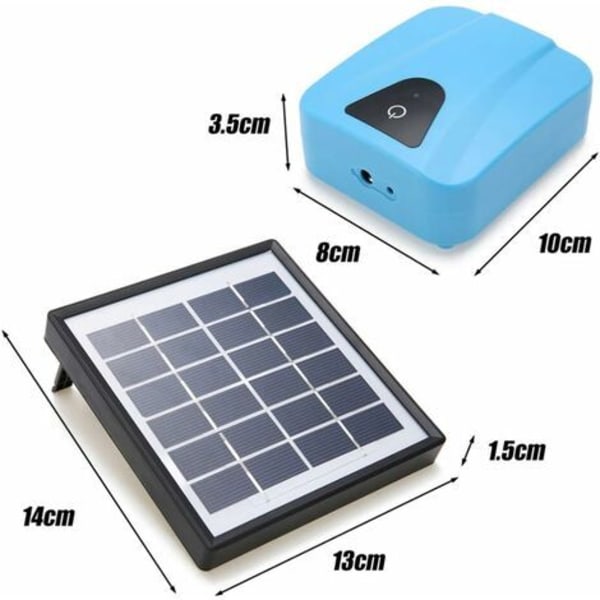 Solcelledrevet luftpumpe for dam, oksygenpumpe for hagedam, akvarium (blå)