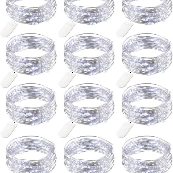 12 kpl paristokäyttöiset mini LED-valosarjat, 20 LED-kuparijousivaloa, 2mb