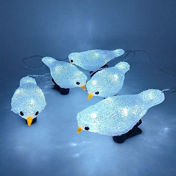Vedenpitävä 5 LED akryylinen lintuvalosarja aurinkokäyttöinen keiju