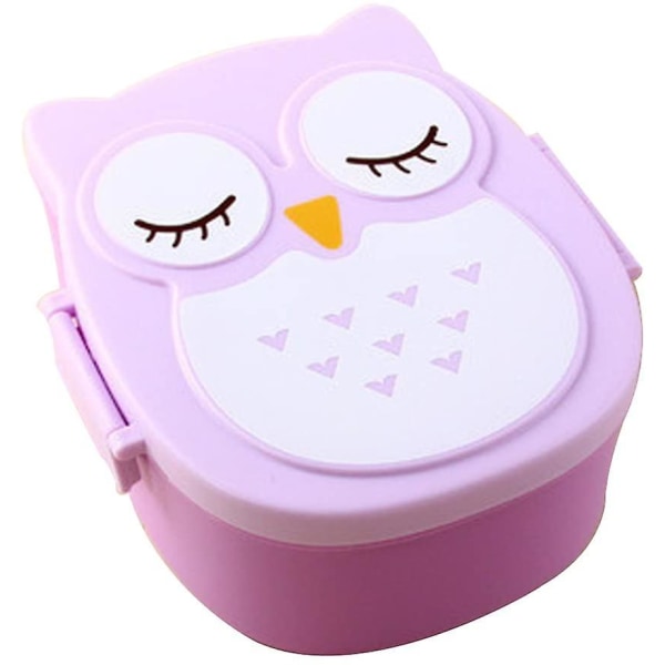 Dobbeltlags Owl Matboks For Barn, Lunsj Bento Box Matboksbeholder For Barn-lilla