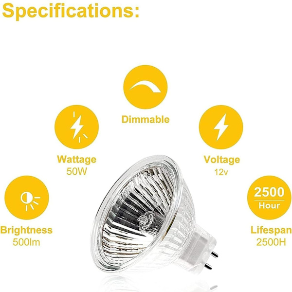 Halogenlampor MR16 Spot, 12 V, 35 W, dimbar, varmvit 2700 K (6 stycken)