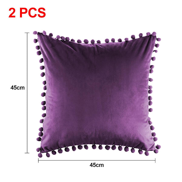 2 stk myke granulære fløyel ensfargede putetrekk egnet for sofa soverom bil, 18x18 \"
