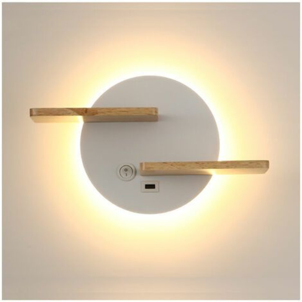 LED innendørs vegglampe med USB-port, moderne vegglampe med bryter, leselampe, nattbordslampe, belysning, nattlys, 301912cm svart [Energiklasse A]