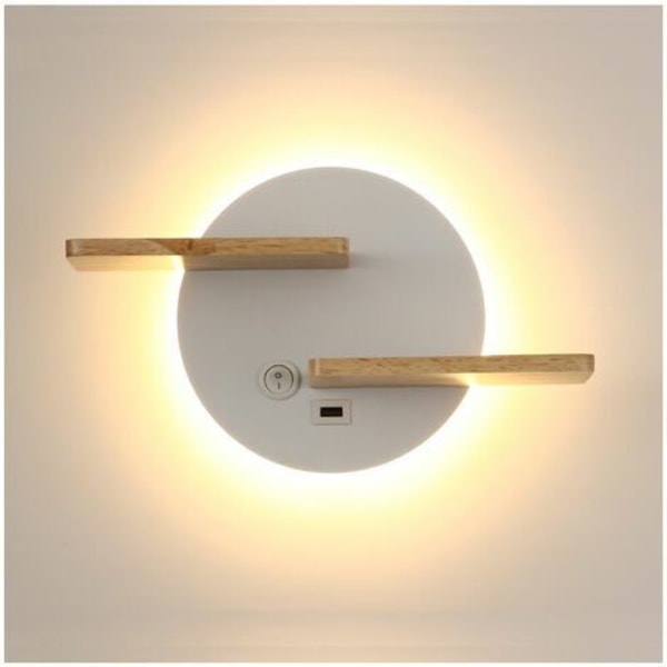 LED innendørs vegglampe med USB-port Moderne vegglampe med bryter leselampe Nattlampe belysning nattlampe, 301912 cm svart [Energiklasse A]
