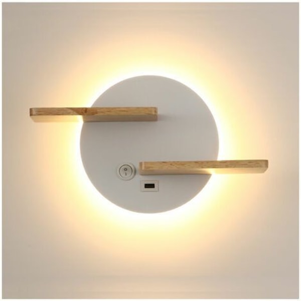LED-seinävalaisin sisätiloihin, jossa USB-portti, moderni seinävalaisin kytkimellä, lukuvalaisin, yöpöydän lamppu, valaistus, yövalo, 301912cm musta [Energialuokka A]