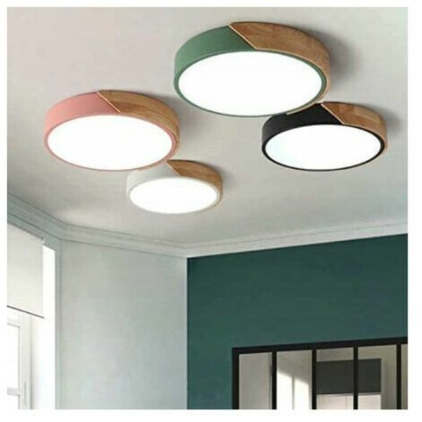 LED-taklampe, 24W moderne runde tretaklampe kald hvit 6000K ?305CM soverom, kjøkken, stue, balkong og korridor