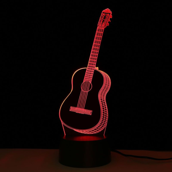 Creative 3D LED-kitaran muotoinen yövalo, lampun värinen