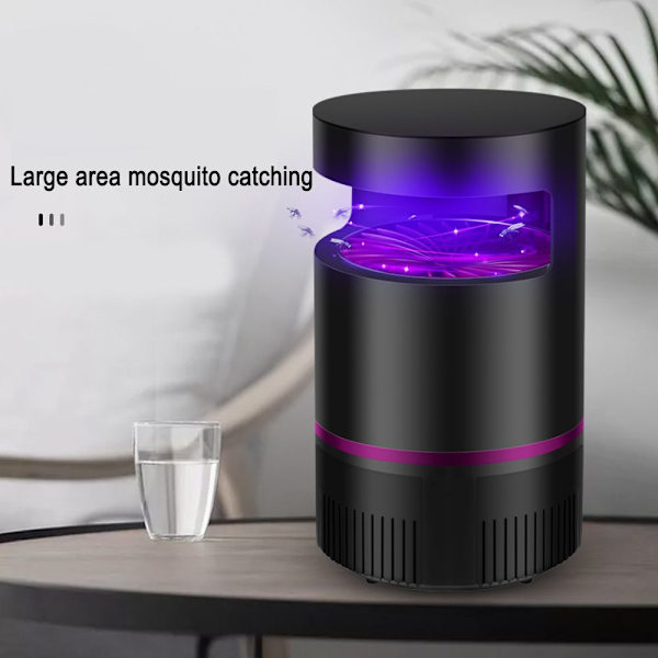 Inomhus insektsfälla, insektsljus, myggfångare och utrotare, ingen zapper för hemmet (adapter, svart)