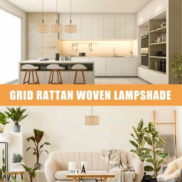 Wicker Rattan Lampskärm Kandelaber Vävd Lampskärm Taklampa Kåpor Klämma på Glödlampa Lampskärm för Bord Vägg Tak Golvlampa