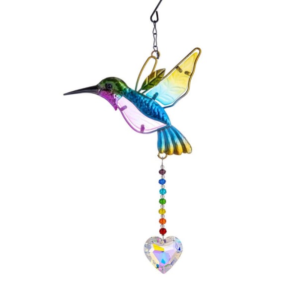 Farget glass fuglefelle hengende prisme hagedekor kolibri