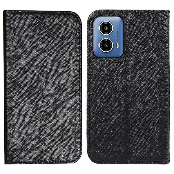 Til Motorola Moto G34 5g Cell Phone Case Cross Texture Magnetisk Lukke Flip Stand Pung Cover