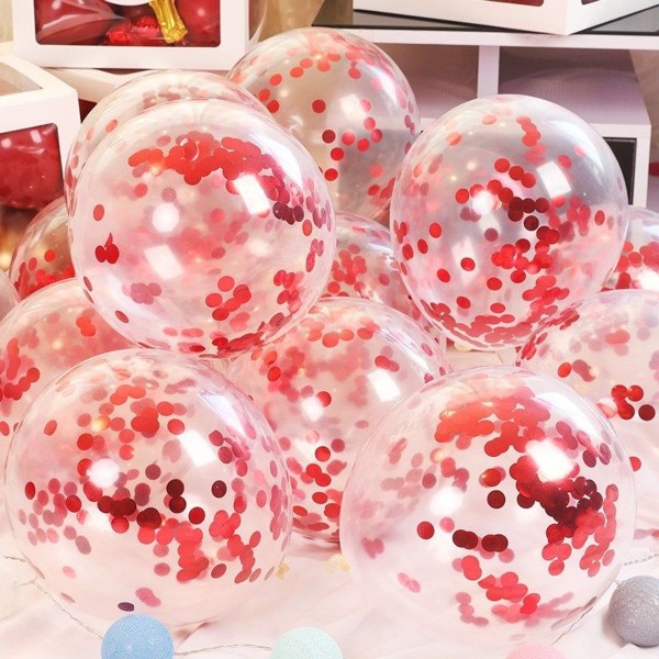 Gjennomsiktig Sequin Ballong Fest Dekorasjon 100stk/pakke (Rød)