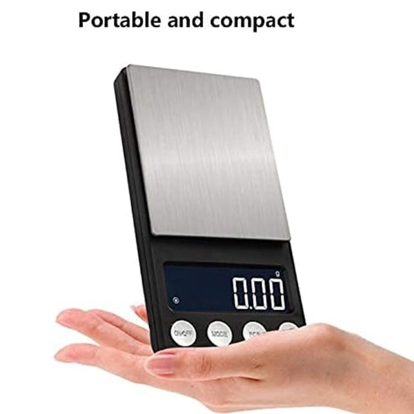 Mini Pocket 500/0,01g Hög precisionsvåg med LCD-bakgrundsbelysning, 200g/0,01g