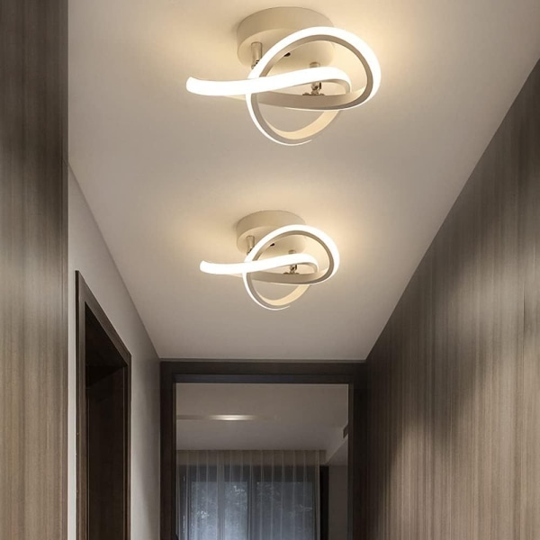 LED Aisle Ceiling Light Modern Personality Rings Design Ljuskrona Takljus för Vardagsrum Sovrum Svart och vitt Varmt ljus 22W (Vit)