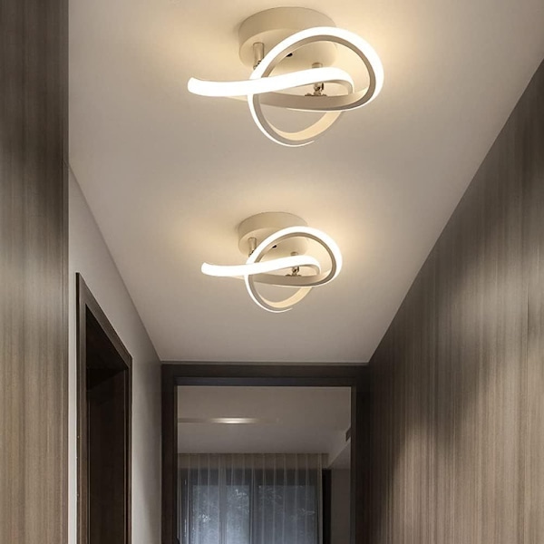 LED Ganglys Armatur Moderne Personlighet Ringer Design Lysekrone Taklampe for Stue Soverom Svart og Hvit Varm Lys 22W (Hvit)