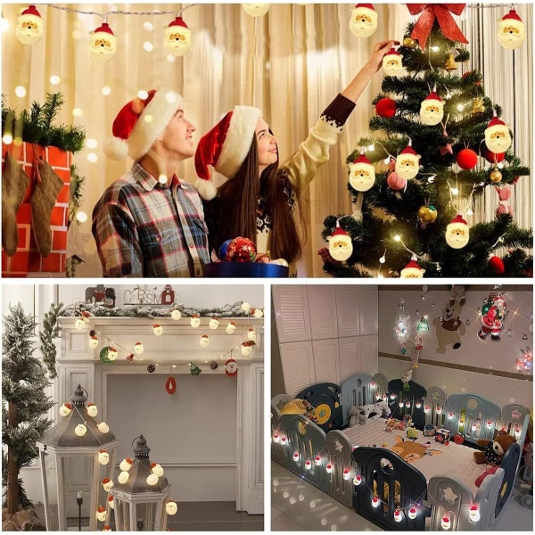 LED Julenisse Lyslenke, 3M 20 LED Juledekorasjonslys, Julenisse Girlanderlys for Hjem Jul Hage Soverom og Dekorasjon