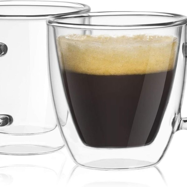 Dobbeltveggede isolerte glass espressokopper (sett med 2)