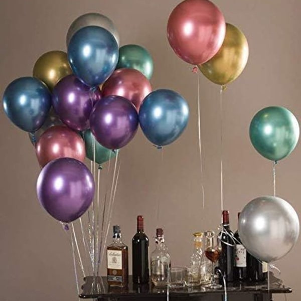 Festballonger Paket med 60 olika färger metalliska latexballonger