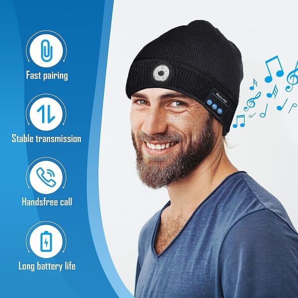 Gave til mænd/kvinder, Valentinsdagsgave til mænd, LED Bluetooth-hat f