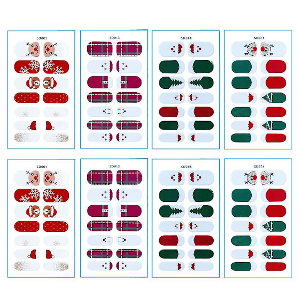 Selvklebende jule negl wraps, raske og enkle gel negl klistremerker for manikyr