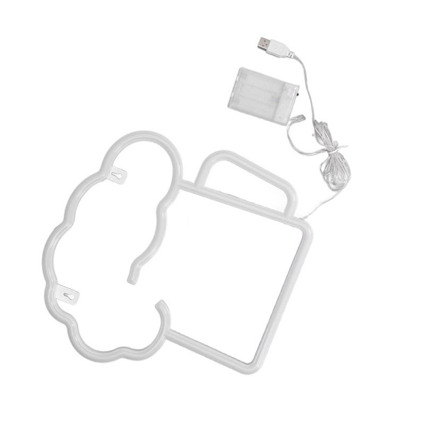 Neonölsskyltar Gul Vit Batteridriven USB-driven IP45