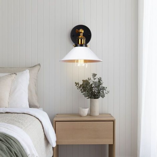 MAGIC Sæt med 3 Vintage Industrielle Væglamper E27 22cm Justerbar Væglampe 2 i 1 Hvid Loftslampe Armatur